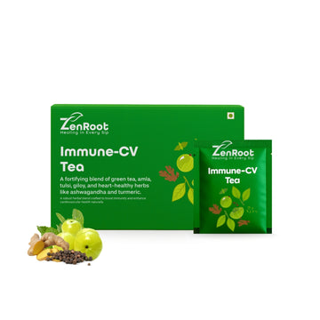 Immune-CV Tea | Immunity boosting tea | Light herbal aroma | Blended with Amla, Giloy & Ashwagandha and other immunity herbs | Protects against infections & supports immunity