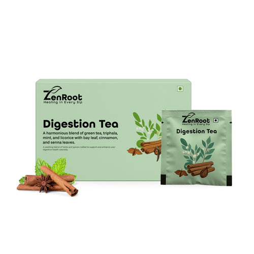 Digestion Tea | Tea for better digestion | Fresh minty taste | Blended with Triphala, Mint & Ajwain and other digestive herbs | Reduces bloating & improves gut health