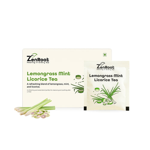 Lemongrass Mint Licorice Tea | Tea for fresh digestion | Zesty herbal taste | Blended with Lemongrass, Mint & Licorice and other soothing herbs | Soothes stomach & refreshes naturally