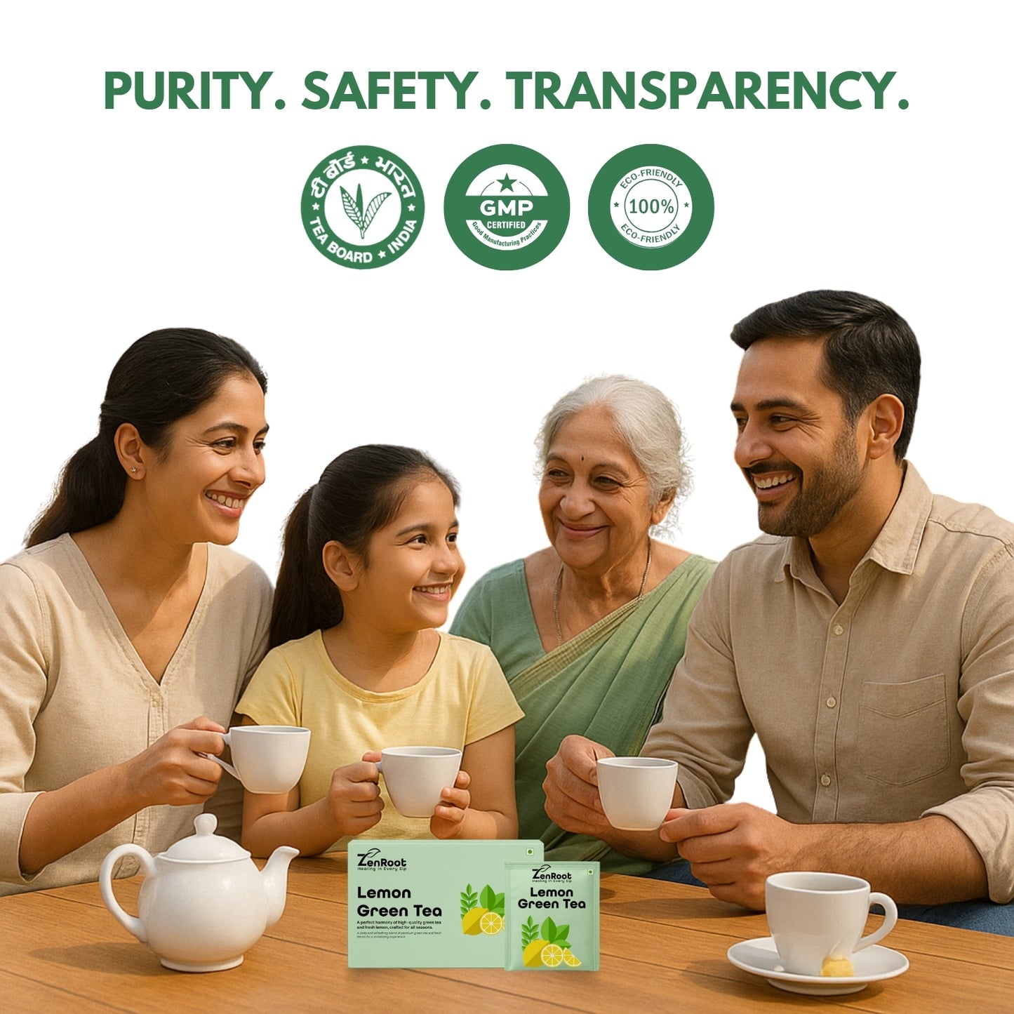 Lemon Green Tea | Simple lemon green tea | Light citrus aroma | Blended with Green Tea, Lemon Peel & Lemon Flavor and other detox herbs | Boosts energy & supports detox