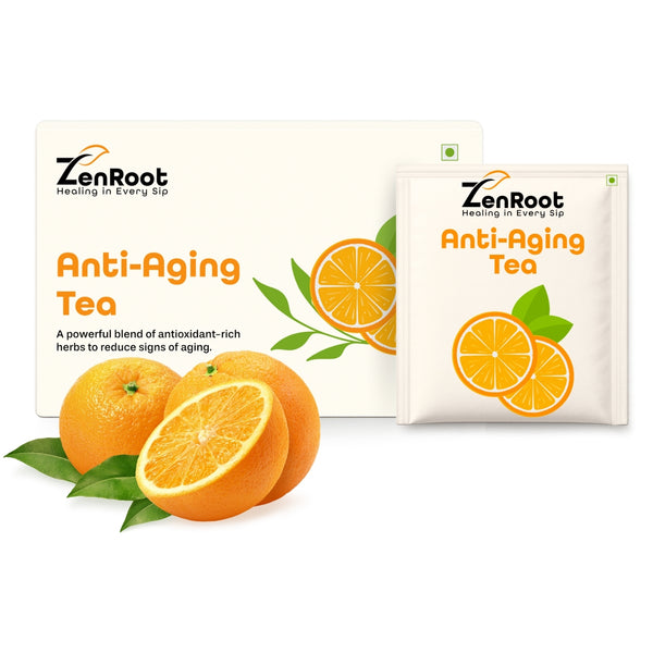 Anti-Aging Tea | Herbal tea for glowing skin | Light floral aroma | Blended with Green Tea, Rose & Ashwagandha and other wellness herbs | Reduces signs of aging & supports vitality