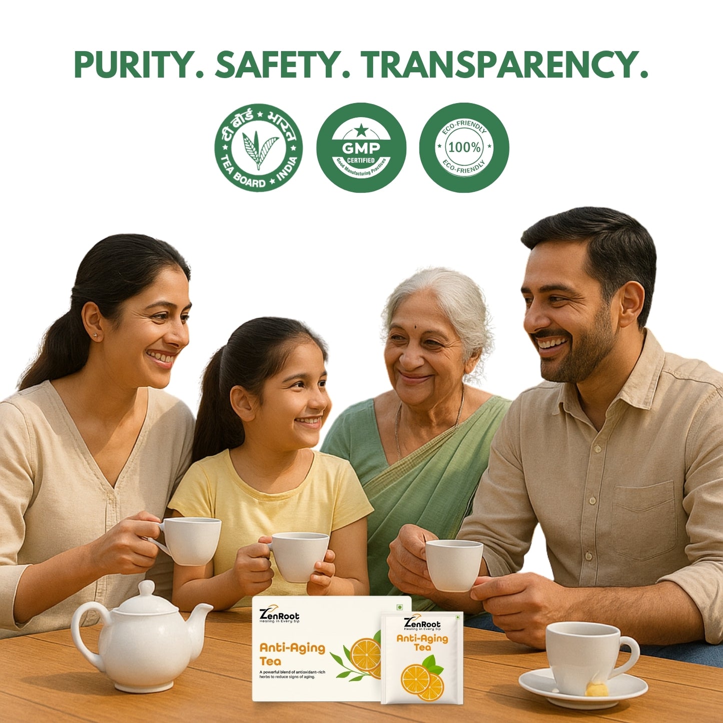 Anti-Aging Tea | Herbal tea for glowing skin | Light floral aroma | Blended with Green Tea, Rose & Ashwagandha and other wellness herbs | Reduces signs of aging & supports vitality