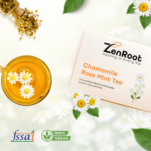 Chamomile Rose Mint Tea | Relaxing floral tea | Sweet calming taste | Blended with Chamomile, Rose & Mint and other calming herbs | Reduces stress & aids digestion