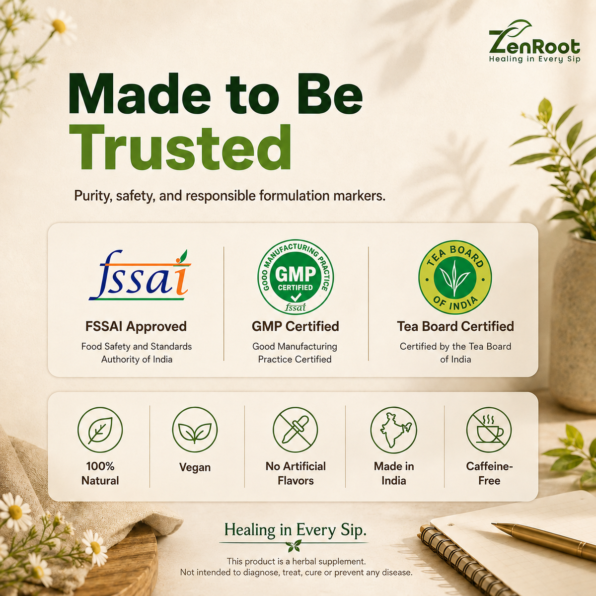 ZenRoot Women Overall Health Tea — amla, turmeric and manjishtha blend, 20 tea bags