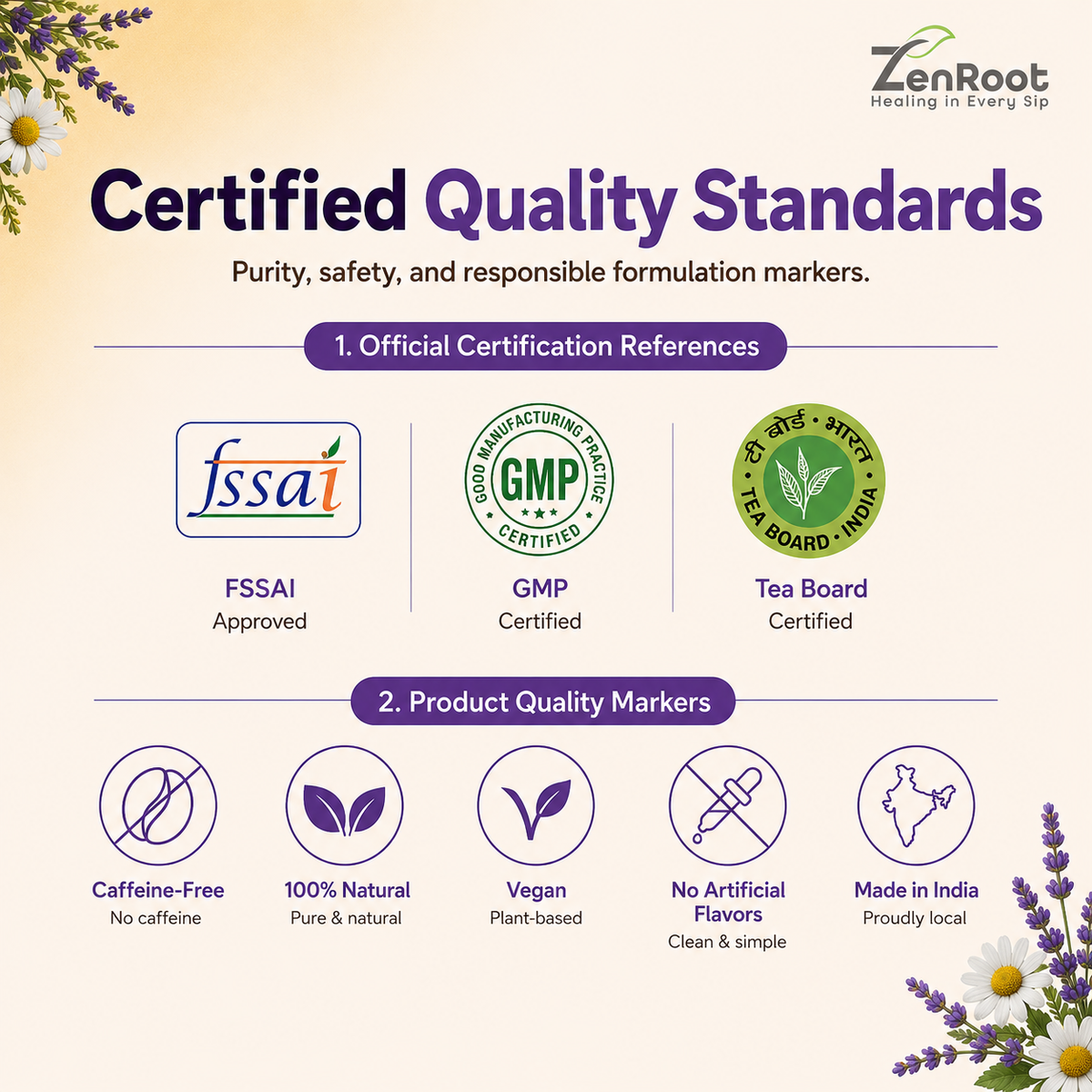 ZenRoot Stress & Anxiety Tea — brahmi, chamomile and lavender blend, 20 tea bags