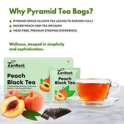 Peach Black Tea | Fruity black tea | Sweet peach aroma | Blended with Black Tea, Peach Flavor & Antioxidants and other refreshing herbs | Boosts energy & refreshes mood