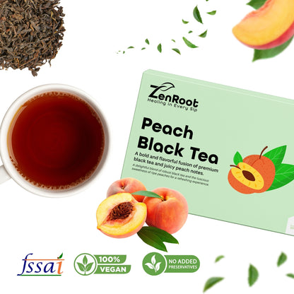 Peach Black Tea | Fruity black tea | Sweet peach aroma | Blended with Black Tea, Peach Flavor & Antioxidants and other refreshing herbs | Boosts energy & refreshes mood