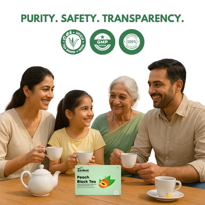 Peach Black Tea | Fruity black tea | Sweet peach aroma | Blended with Black Tea, Peach Flavor & Antioxidants and other refreshing herbs | Boosts energy & refreshes mood