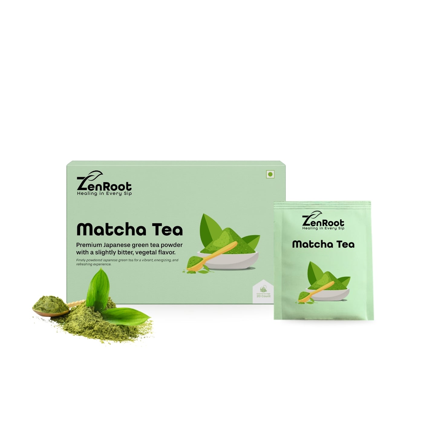 Matcha Tea | Japanese green matcha | Rich earthy taste | Blended with Matcha Powder, Catechins & Chlorophyll and other energizing herbs | Boosts focus & provides clean energy