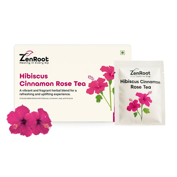 Hibiscus Cinnamon Rose Tea | Herbal tea for balance & vitality | Floral & spicy flavor | Blended with Hibiscus, Cinnamon & Rose and other nourishing herbs | Helps regulate blood pressure & supports overall wellness