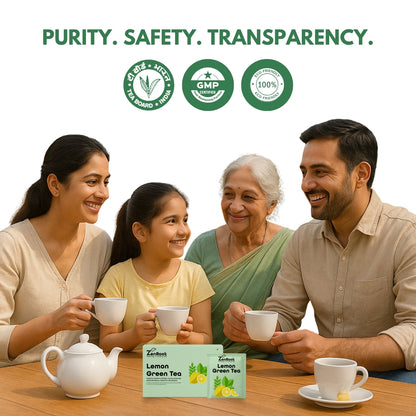 Lemon Green Tea | Simple lemon green tea | Light citrus aroma | Blended with Green Tea, Lemon Peel & Lemon Flavor and other detox herbs | Boosts energy & supports detox