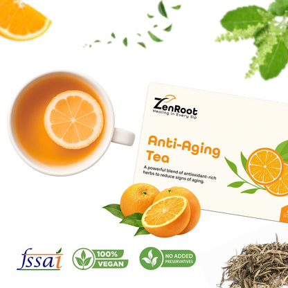Anti-Aging Tea | Herbal tea for glowing skin | Light floral aroma | Blended with Green Tea, Rose & Ashwagandha and other wellness herbs | Reduces signs of aging & supports vitality