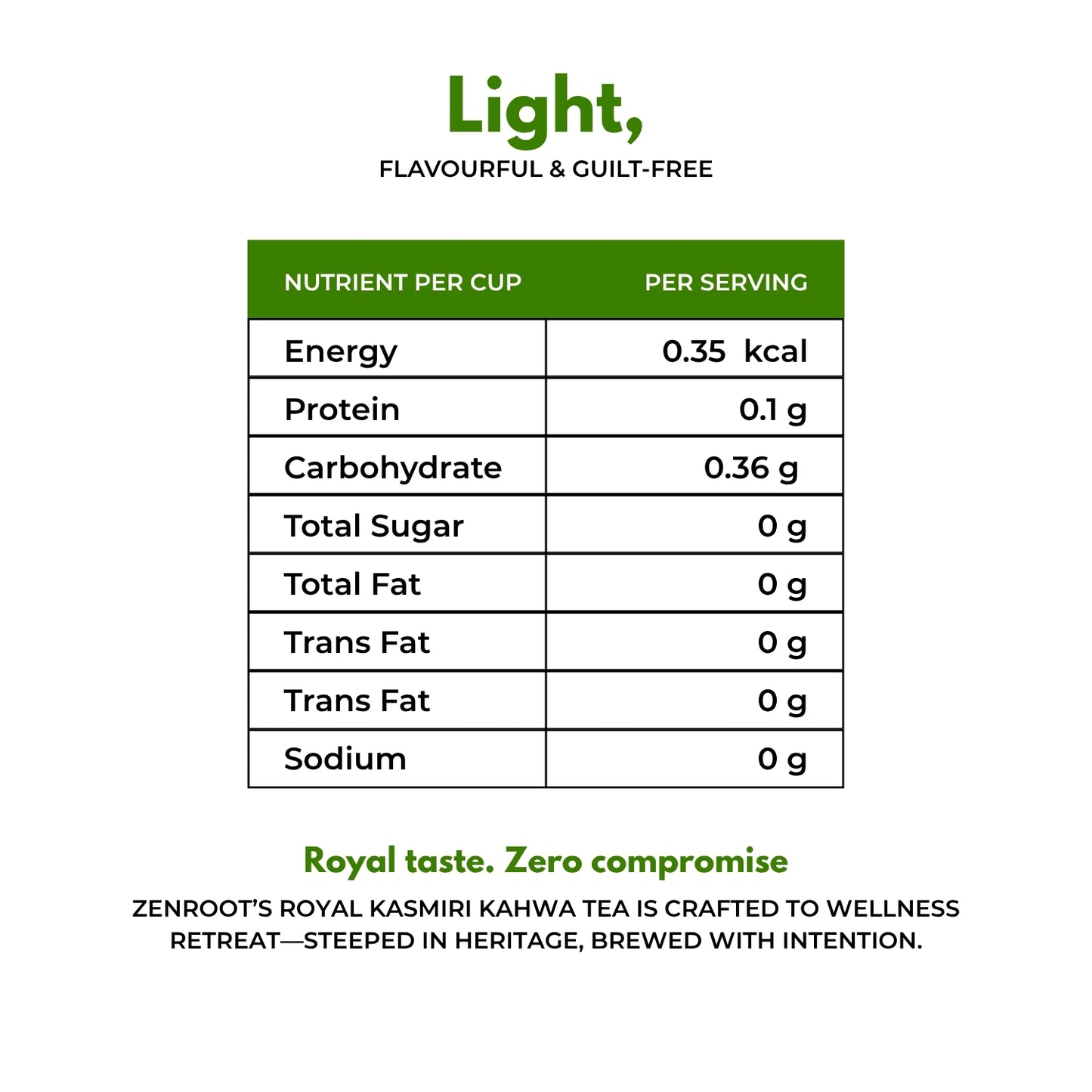 Royal Kashmiri Kahwa | Saffron spiced Kashmiri tea | Warm rich flavor | Blended with Green Tea, Saffron & Almonds and other enriching herbs | Improves digestion & uplifts mood