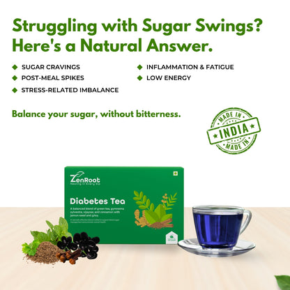 Diabetes Tea | Tea for sugar control | Warm spiced aroma | Blended with Gymnema, Jamun Seed & Fenugreek and other metabolism herbs | Helps manage sugar & supports metabolism