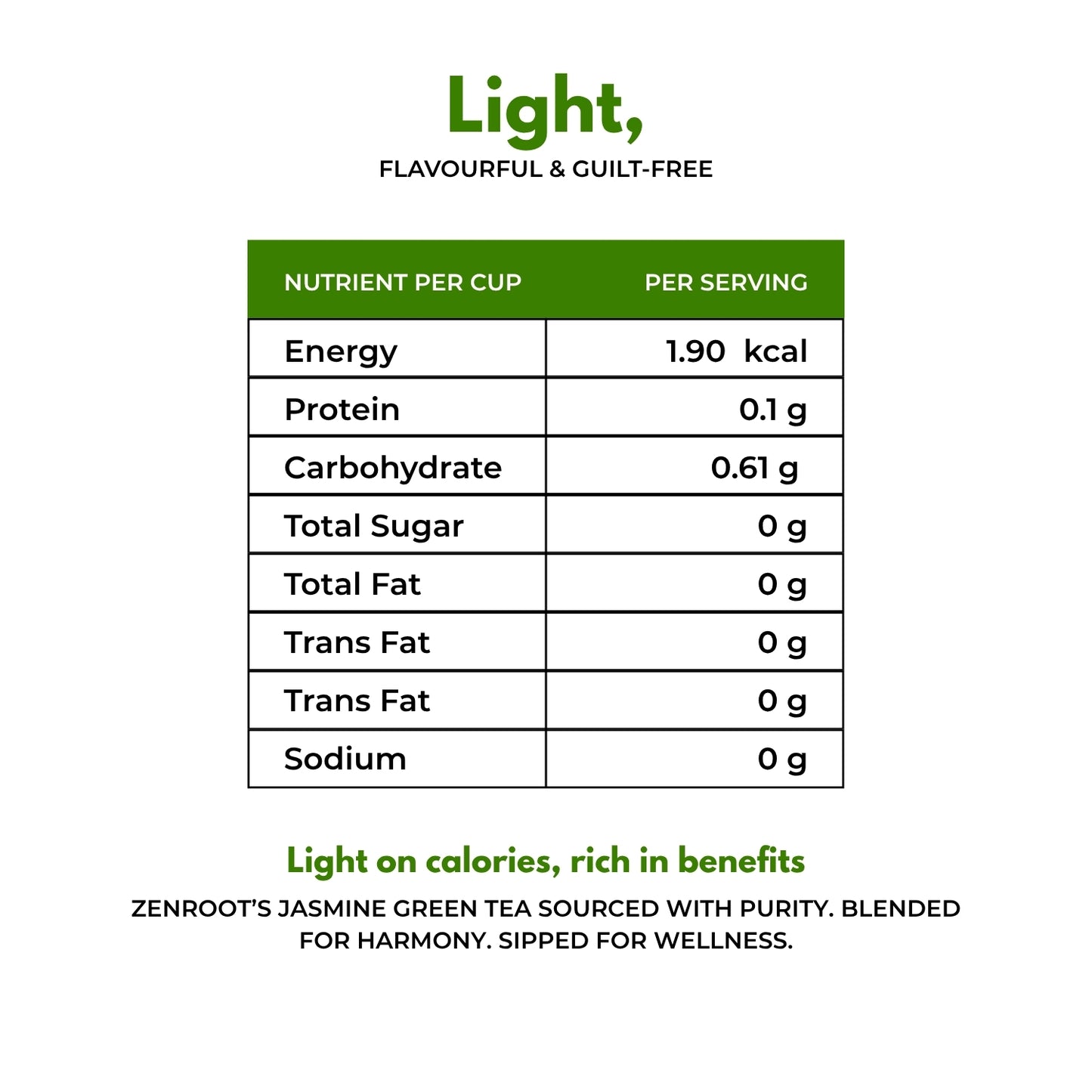 Jasmine Green Tea | Simple floral green tea | Light jasmine aroma | Blended with Green Tea, Jasmine & Lemon Balm and other refreshing herbs | Relieves stress & refreshes mind