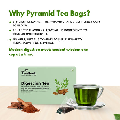Digestion Tea | Tea for better digestion | Fresh minty taste | Blended with Triphala, Mint & Ajwain and other digestive herbs | Reduces bloating & improves gut health