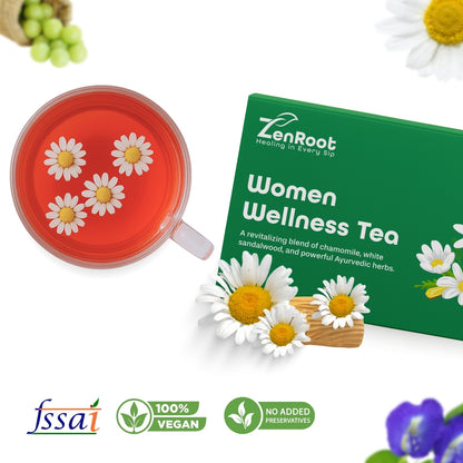 Women Wellness Tea | Women’s health balance tea | Mild sweet taste | Blended with Shatavari, Ashoka & Chamomile and other women’s health herbs | Supports hormones & women’s vitality