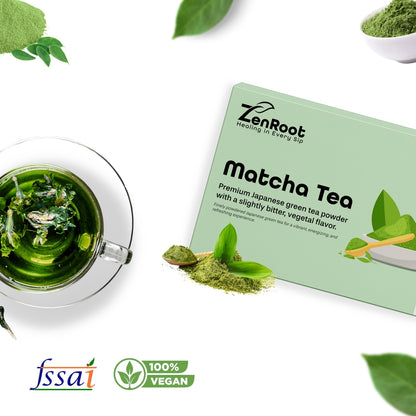 Matcha Tea | Japanese green matcha | Rich earthy taste | Blended with Matcha Powder, Catechins & Chlorophyll and other energizing herbs | Boosts focus & provides clean energy