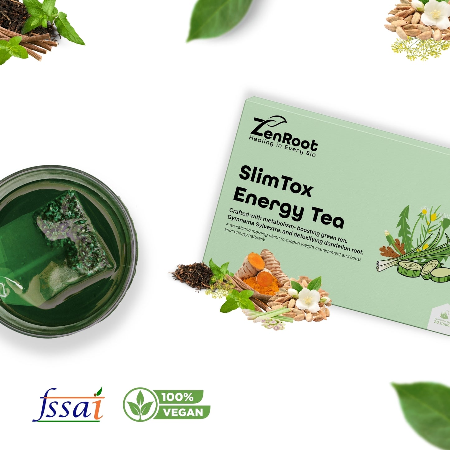 SlimTox Energy Tea | Weight loss energy tea | Spiced herbal taste | Blended with Oolong, Green Tea & Gymnema and other metabolism herbs | Burns fat & increases metabolism