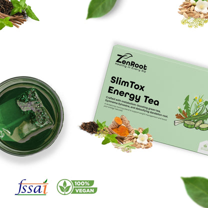 SlimTox Energy Tea | Weight loss energy tea | Spiced herbal taste | Blended with Oolong, Green Tea & Gymnema and other metabolism herbs | Burns fat & increases metabolism