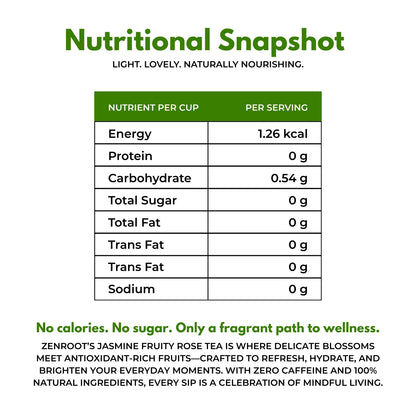 Jasmine Fruity Rose Tea | Mood uplifting fruity tea | Sweet floral-fruity aroma | Blended with Jasmine, Strawberry & Rose and other uplifting herbs | Refreshes mind & uplifts mood