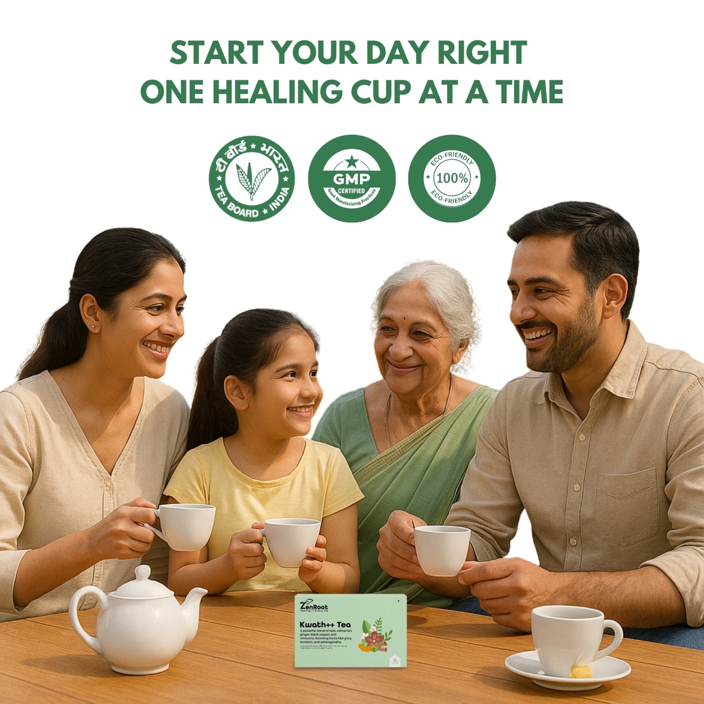 Kwath++ Tea | Traditional kadha tea | Spiced herbal taste | Blended with Tulsi, Giloy & Cinnamon and other immunity herbs | Improves immunity & clears congestion