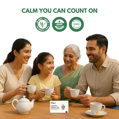 Lavender Hibiscus Tea | Tea for stress relief | Calming floral taste | Blended with Lavender, Hibiscus & Chamomile and other relaxing herbs | Relieves stress & promotes peaceful relaxation