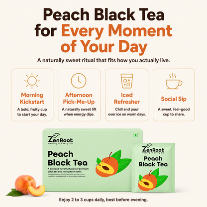 ZenRoot Peach Black Tea, FSSAI approved tea from ZenRoot