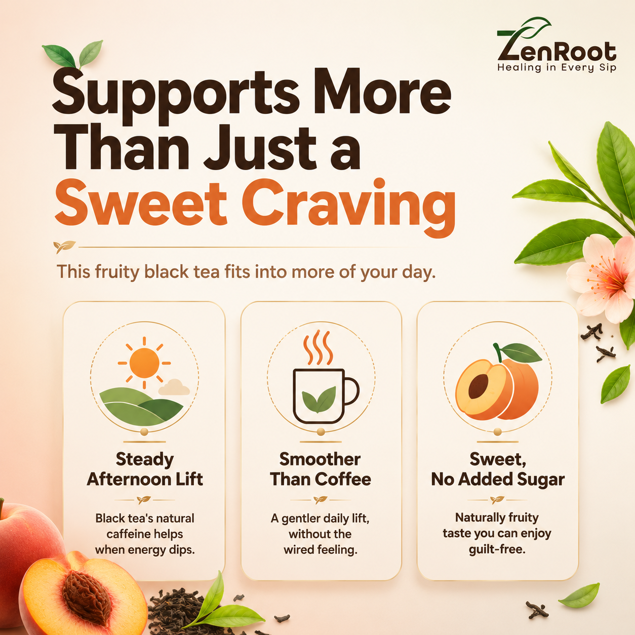 Peach Black Tea — Naturally Sweet Fruity Black Tea