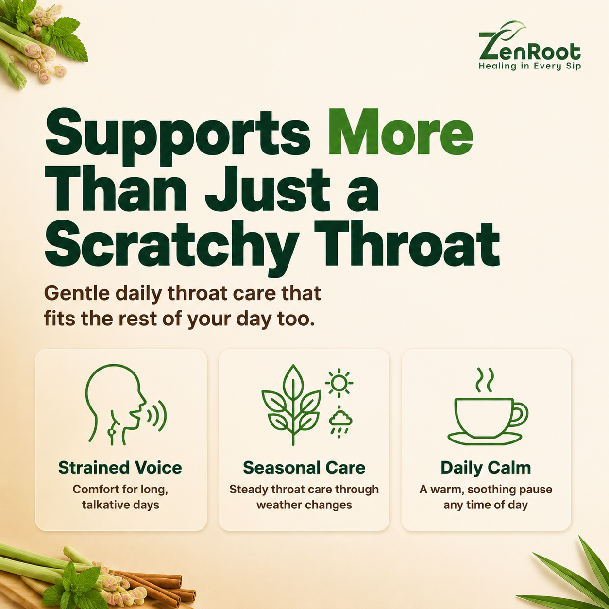Throat Care Tea, Soothing Herbal Blend for Throat Comfort