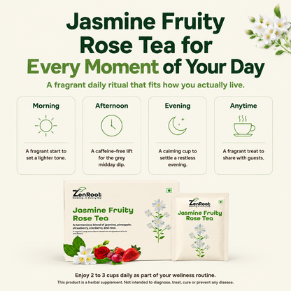 Jasmine Fruity Rose Tea, Caffeine-Free Floral Blend