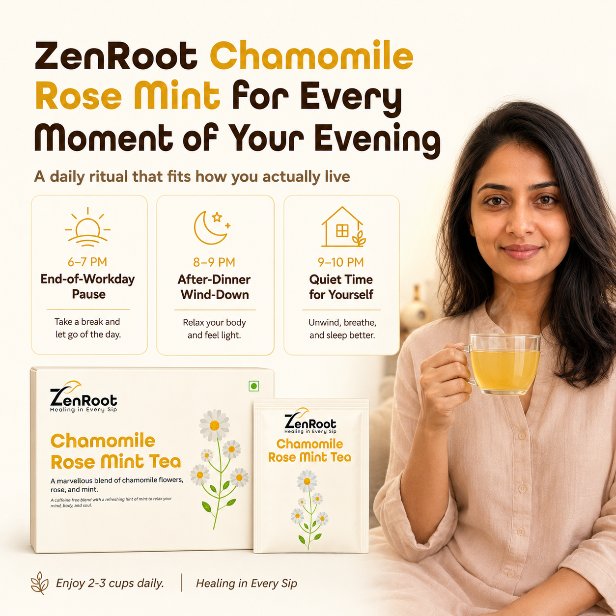 ZenRoot Chamomile Rose Mint Tea